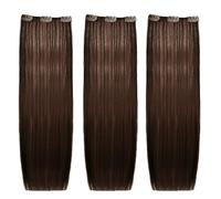 She Easy20 Extension 100% Made in Italy, Applicazione Veloce e Facile a Clip - Set da 3 Pezzi Capelli Veri Lisci - Castano Scuro