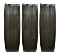 She Easy20 Extension 100% Made in Italy, Applicazione Veloce e Facile a Clip - Set da 3 Pezzi Capelli Veri Lisci - Nero