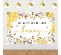 She Found Her Honey Sfondo Bee Bridal Shower Decorazioni Fiori di campo Sposa ad Ape Fotografia Banner per donne Ape Miele Matrimonio Fidanzamento Addio al nubilato Foto Booth Prop 1,5 x 0,9 m