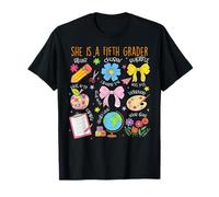 She Is A Fifth Grader Bibbia Versetti Back To School Floral Maglietta