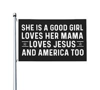 She Is A Good Girl Loves Her Mama Loves Jesus And America Too Bandiera per camera da letto Bandiera estetica bifacciale per adolescenti Decorazione da parete per camera delle ragazze 3x5 Ft, She Is A