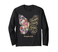 She Is Clothed with Strength & Dignity Bible Proverbs 31:25 Maglia a Manica