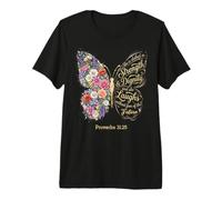 She Is Clothed with Strength & Dignity Bible Proverbs 31:25 Maglietta Premium