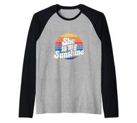 She Is My Sweet Sunshine Romantico Love Marito Citazioni Maglia con Maniche Raglan