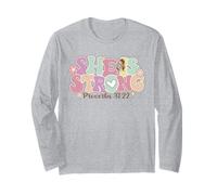 She Is Strong Proverbs 31:22 Grafica Floreale Maglia a Manica