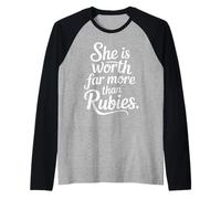 She Is Worth Far More Than Rubies Donne cristiane - Maglia con Maniche Raglan