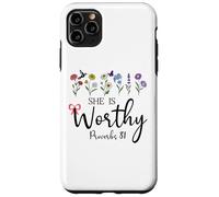 She is Worthy Proverbs 31 Christian Bible Verse God Quote Custodia per iPhone 11 Pro Max