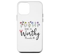 She is Worthy Proverbs 31 Christian Bible Verse God Quote Custodia per iPhone 12 mini
