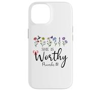 She is Worthy Proverbs 31 Christian Bible Verse God Quote Custodia per iPhone 14