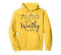 She is Worthy Proverbs 31 Christian Bible Verse God Quote Felpa con Cappuccio