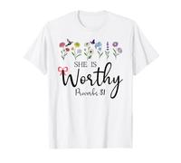 She is Worthy Proverbs 31 Christian Bible Verse God Quote Maglietta