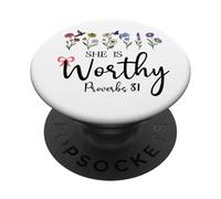 She is Worthy Proverbs 31 Christian Bible Verse God Quote PopSockets PopGrip Adesivo