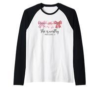 She Is Worthy Proverbs 31 Emblema dell'arco Maglia con Maniche Raglan