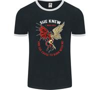 She Knew I Was Hell Devil & Angel Valentines Day Uomo Ringer T-Shirt FotL