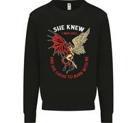 She Knew I Was Hell Devil & Angel Valentines Day Uomo Sweatshirt Jumper