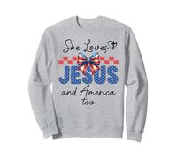 She Loves Jesus & America Too Christian Jesus American Flag Felpa