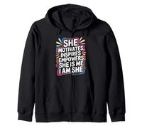 She Motivates Inspires Empowers She Is Me I Am She - Felpa con Cappuccio