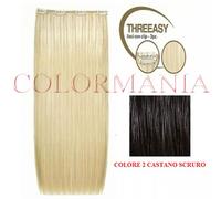 SHE THREEASY KIT 3 FASCE EXTENSION CON CLIP CAPELLI VERI COLORE 2 CASTANO SCURO