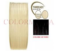 SHE THREEASY KIT 3 FASCE EXTENSION CON CLIP CAPELLI VERI REMY COLORE 1B NERO