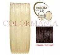 SHE THREEASY KIT 3 FASCE EXTENSION CON CLIP CAPELLI VERI REMY COLORE 4 CASTANO