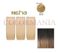 SHE THREEASY KIT 3 FASCE EXTENSION SHATUSH CON CLIP COLORE CASTANO BIONDO MEDIO