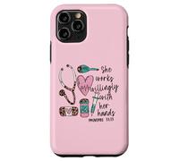 She Works Willingly With Her Hands For Pink Nurse Girlfriend Custodia per iPhone 11 Pro