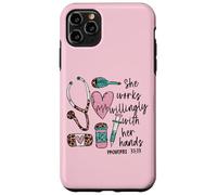 She Works Willingly With Her Hands For Pink Nurse Girlfriend Custodia per iPhone 11 Pro Max