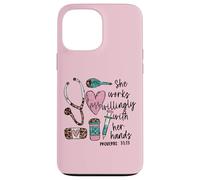 She Works Willingly With Her Hands For Pink Nurse Girlfriend Custodia per iPhone 13 Pro Max