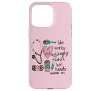 She Works Willingly With Her Hands For Pink Nurse Girlfriend Custodia per iPhone 15 Pro Max