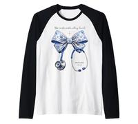 She Works with Willing Hands - Stetoscopio da Infermiera Maglia con Maniche Raglan