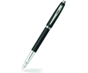 Sheaffer 100 Opaco Nero Penna Stilografica Medio Con Cromo Bordo