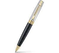 Sheaffer Penna a sfera 300, E9347, corpo nero opaco inciso e cappuccio cromato lucido con finiture dorate PVD | Penna a sfera di alta qualità
