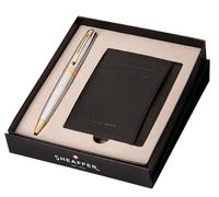 Sheaffer 300 Penna a Sfera G9342 Lucido Cromato Con Oro Bordo E Carta di Credito