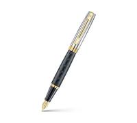 Sheaffer Penna stilografica 300 | E9347 inciso nero opaco e cappuccio cromato lucido con finiture in oro PVD | pennino fine | Penna stilografica di alta qualità