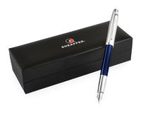 Sheaffer Spazzolato Cromato Penna Stilografica Blu E Cromo Barile Confezione