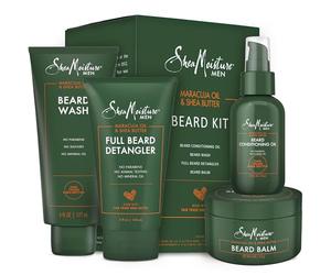 SheaMoisture Complete Beard Styling Set - Maracuja & Shea Oils - Conditioning Oil, Balm, Detangler & Wash Gift Box