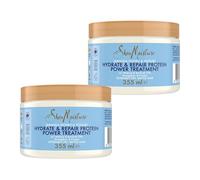 SheaMoisture Hydrate & Repair Protein Power Treatment maschera per capelli estremamente secchi e fragili Miele di manuka e yogurt senza siliconi e solfati 2 x 355 ml