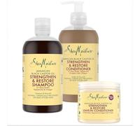 SheaMoisture Jamaican Black Castor Oil - Shampoo per la cura dei capelli, 1 flacone da 384 ml, balsamo da 384 ml, 1 balsamo per capelli naturali, trattati chimicamente o stirati a caldo, 3 pezzi