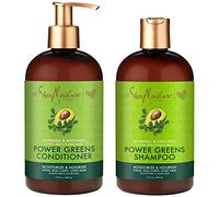 SheaMoisture Power Greens - Shampoo e balsamo per capelli secchi, Moringa Avocado, idratante, 370 ml