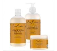 SheaMoisture Shampoo, Balsamo e Maschera Intensiva per capelli danneggiati Burro di karité puro set per la cura dei capelli Shampoo 1x 384 ml, Balsamo 1x 384 ml, Maschera 1x 355 ml