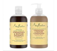 SheaMoisture Shampoo e Balsamo per capelli naturali, trattati chimicamente o modellati con il calore Olio di ricino nero giamaicano set per la cura dei capelli Shampoo 1x 384 ml, Balsamo 1x 384 ml