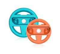 SHEAWA Racing Steering Wheel for Switch2 JoyCon - Grip Controller Set Switch Racing Controller Grip Accessories for Mario Kart 8 (Orange-Blue)