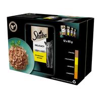 SHEBA Delicacy in Jelly in bustina 12x85g cibo umido completo per gatti adulti, bocconcini in gelatina con: anatra, pollo, pollame, tacchino