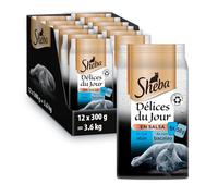 Sheba Delices du Jour Cibo Umido per Gatti in Salsa con Tonno, Merluzzo e Pesce Bianco, 6 Vaschette da 50 g, Totale 3.600g