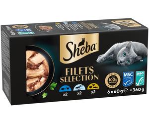 SHEBA Filets Cat Multipack 6x60g POLLO GAMBERETTI SALMONE TONNO