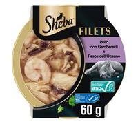 Sheba Filets Cibo Umido per Gatti Adulti con Pollo, Pesce Oceano e Gamberetti in