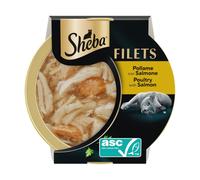 Sheba Filets in salsa 60 gr Pollo e salmone - confezione da 16 pezzi - Cibo umido per gatti - 1° ORDINE? scegli lo sconto BZR5 / BZR20 + 200 punti fedeltà