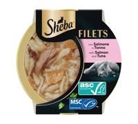 Sheba Filets in salsa 60 gr Salmone e tonno - confezione da 16 pezzi - Cibo umido per gatti - 1° ORDINE? scegli lo sconto BZR5 / BZR20 + 200 punti fedeltà
