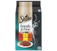 SHEBA Fresh & Fine sacchetti 6x50 g cibo umido per gatti in salsa con manzo, pollo, agnello