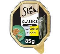 Sheba Paté Classics Cibo Umido per Gatti con Vitello e Pollo, Patè Morbido e Raffinato, 22 Vaschette da 85 g, Totale 1.870g